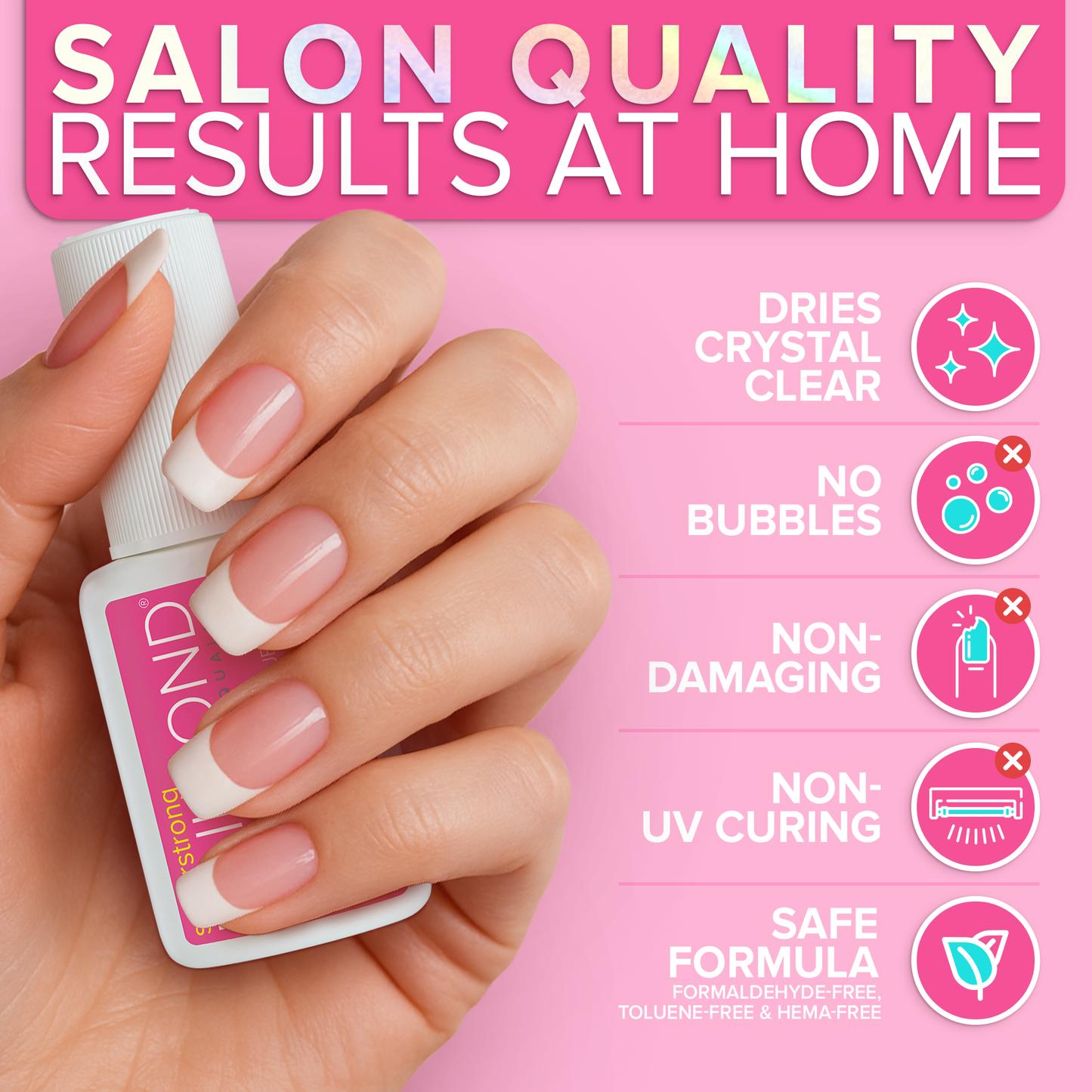 NYK1 NailBond Super Strong Brush-On Nail Glue for Press-Ons, Tips & Fake Nails 6ml/0.2 fl oz