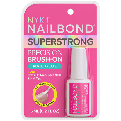NYK1 NailBond Super Strong Brush-On Nail Glue for Press-Ons, Tips & Fake Nails 6ml/0.2 fl oz