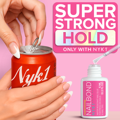 NYK1 NailBond Super Strong Brush-On Nail Glue for Press-Ons, Tips & Fake Nails 6ml/0.2 fl oz