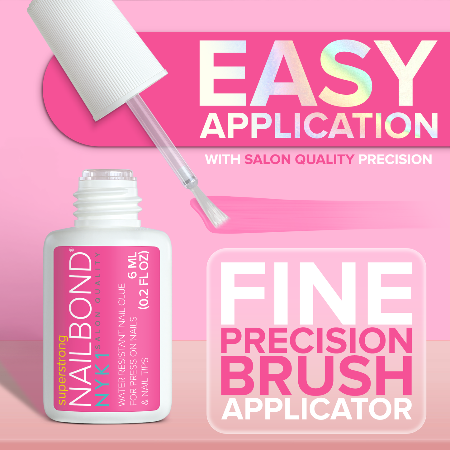 NYK1 NailBond Super Strong Brush-On Nail Glue for Press-Ons, Tips & Fake Nails 6ml/0.2 fl oz