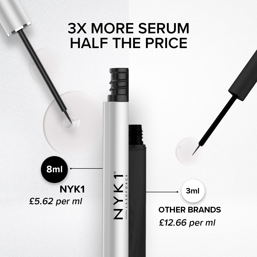 NYK1 LashForce Eyelash Growth Serum for Longer, Thicker & Fuller Lashes. 4-6 month usage