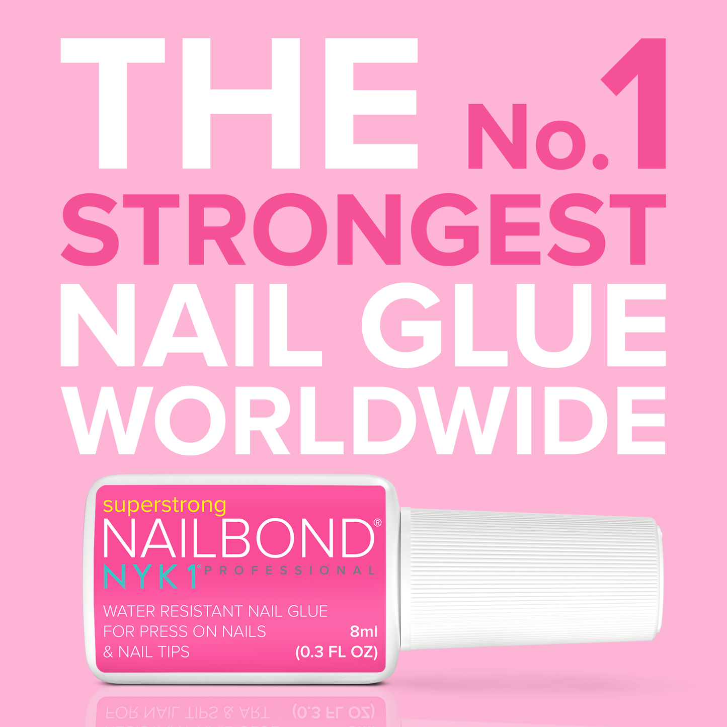 NYK1 NailBond Brush On Nail Glue & Clear Nail Tips - Coffin Shaped (500 PCS - 10 Sizes)