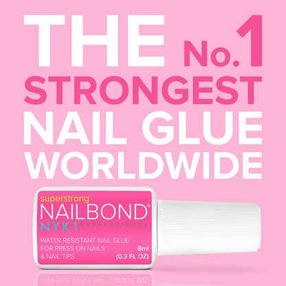 NYK1 NailBond Brush On Nail Glue & Clear Nail Tips - Coffin Shaped (500 PCS - 10 Sizes)