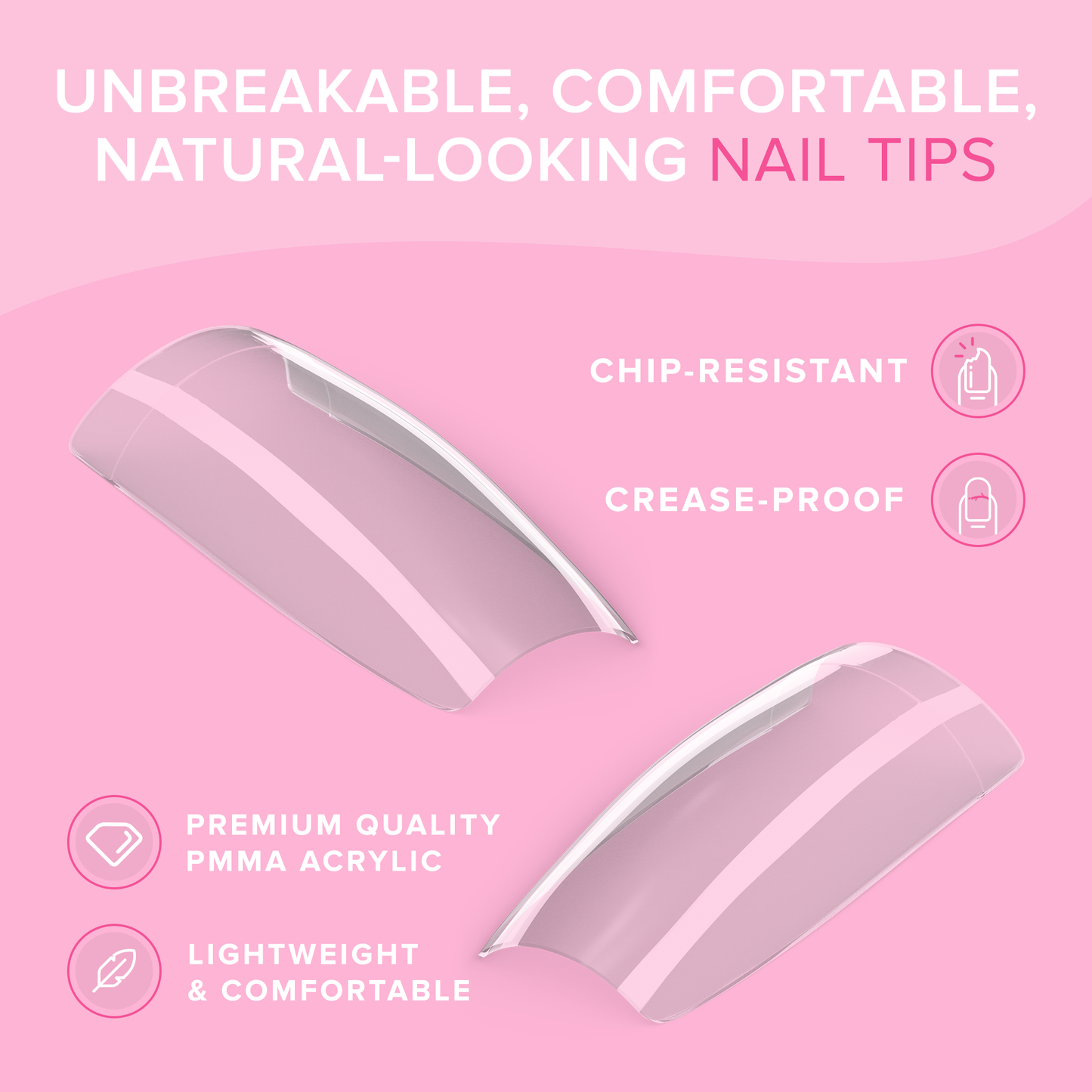 NYK1 NailBond Brush On Nail Glue & Clear Nail Tips - Coffin Shaped (500 PCS - 10 Sizes)