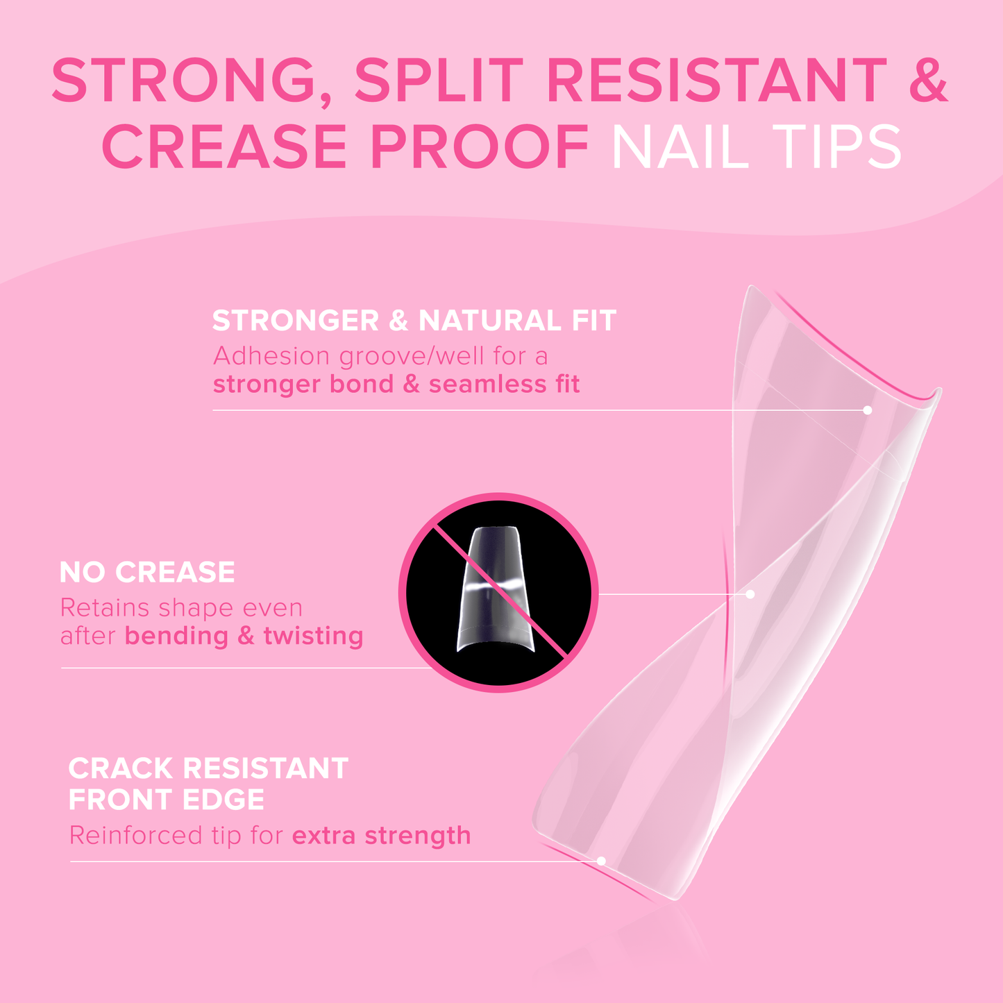 NYK1 Clear Nail Tips - Coffin Shaped (500 PCS - 10 Sizes) Long Lasting, Easy Blend & Flexible Nail Tips
