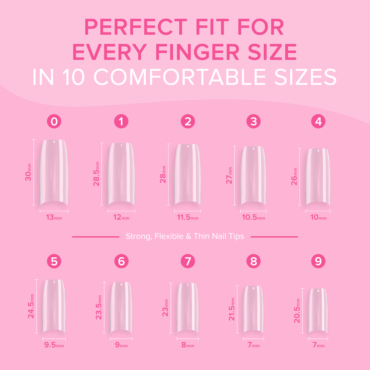 NYK1 Clear Nail Tips - Coffin Shaped (500 PCS - 10 Sizes) Long Lasting, Easy Blend & Flexible Nail Tips