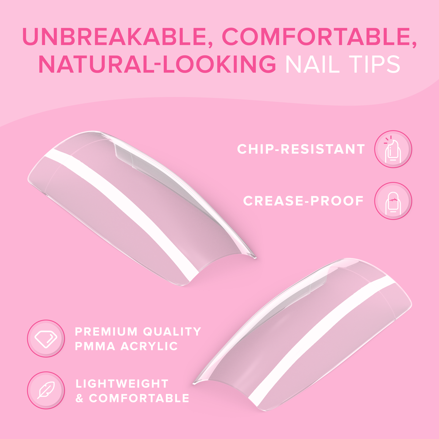 NYK1 Clear Nail Tips - Coffin Shaped (500 PCS - 10 Sizes) Long Lasting, Easy Blend & Flexible Nail Tips