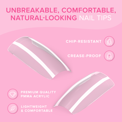NYK1 Clear Nail Tips - Coffin Shaped (500 PCS - 10 Sizes) Long Lasting, Easy Blend & Flexible Nail Tips