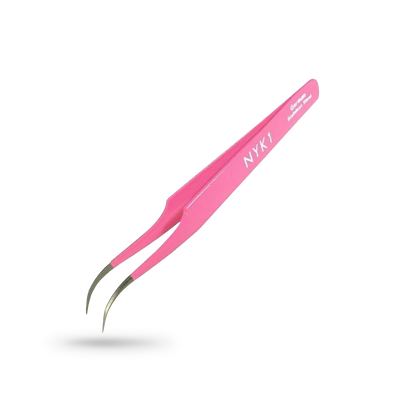 NYK1 Curved Tweezers (Silver/Pink)