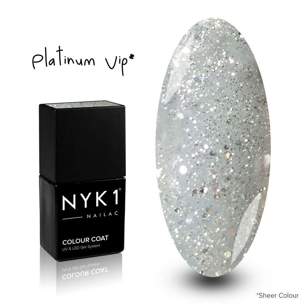 NYK1 Nailac Platinum VIP Sliver Glitter Sparkle Gel Nail Polish