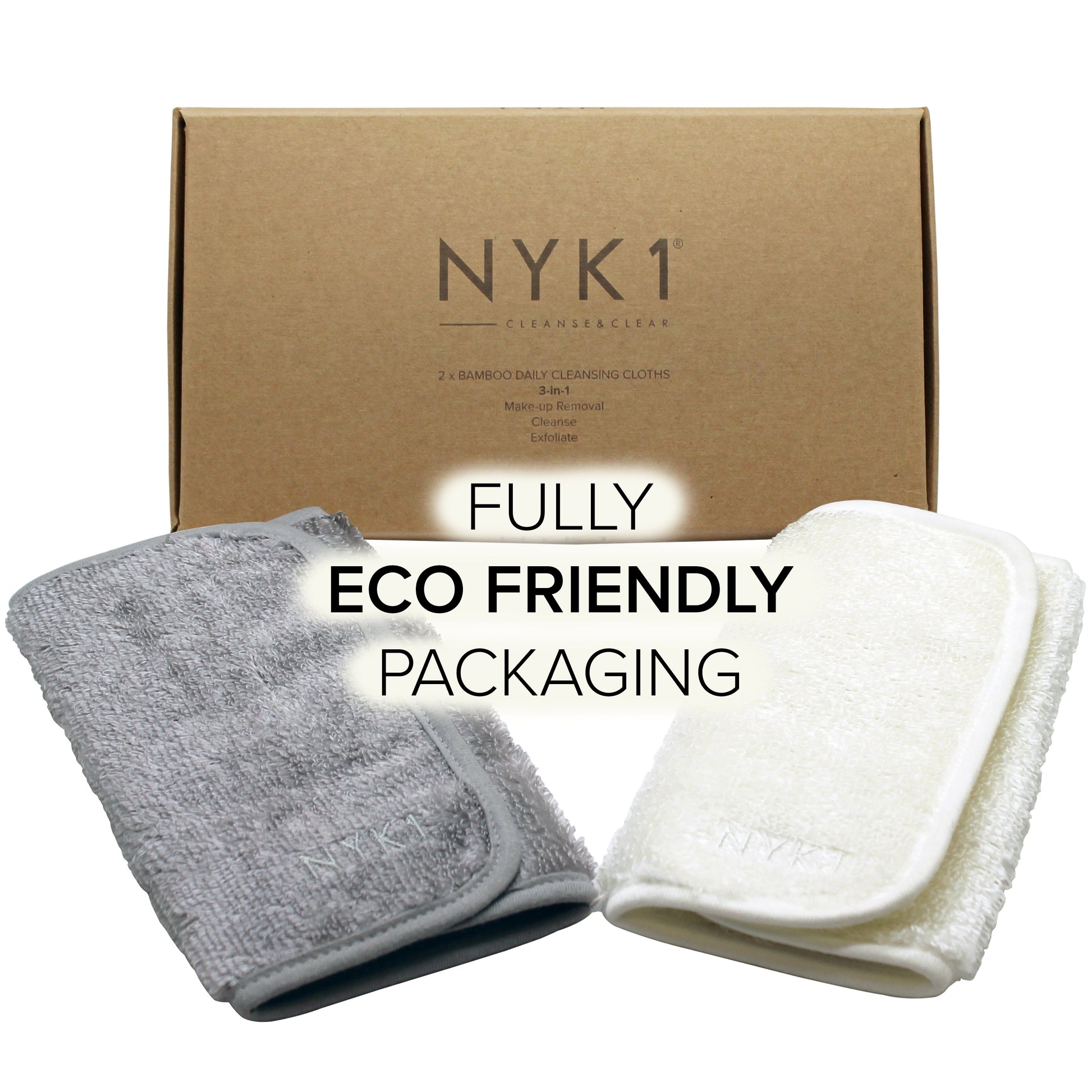 NYK1 Bamboo Face Cloth - Pack of 2 in Eco Friendly Packaging