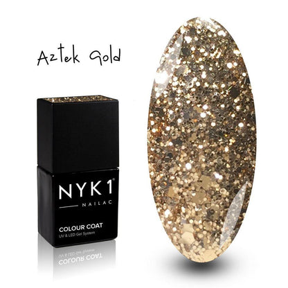 NYK1 Nailac Aztec Gold Glitter Sparkle Gel Nail Polish