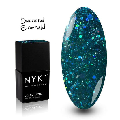 NYK1 Nailac Diamond Emerald Green Sparkle Glitter Gel Polish for nails