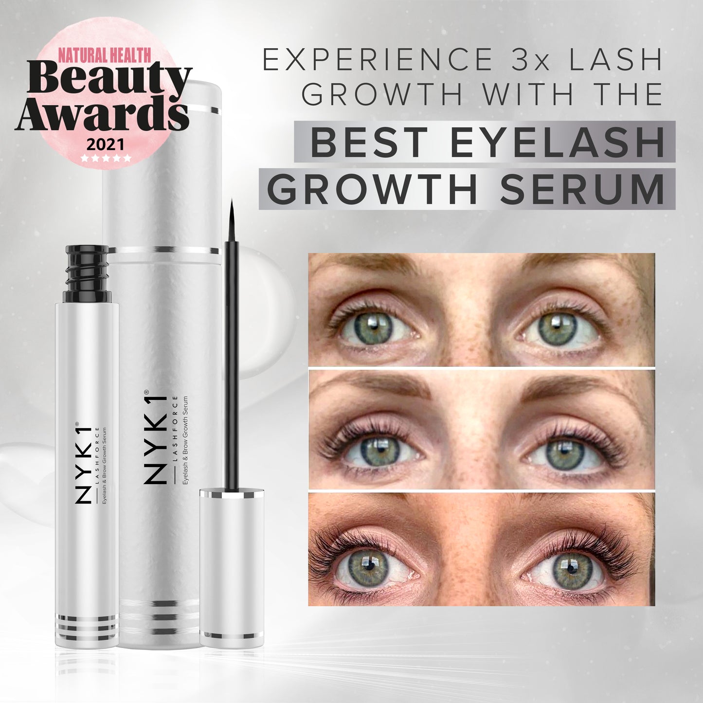 NYK1 LashForce Eyelash Growth Serum for Longer, Thicker & Fuller Lashes. 4-6 month usage