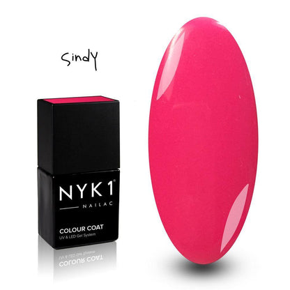 Nailac Sindy Bright Pink Gel Polish almost red bubblegum pink for Nails