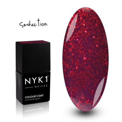 NYK1 Nailac Seduction Red Glitter Gel Polish for Nails