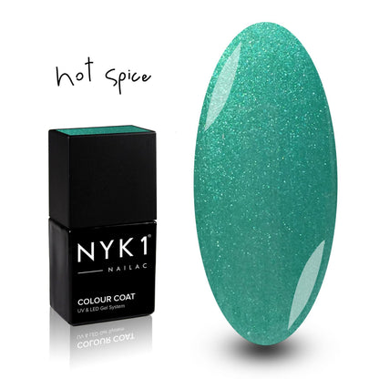 Nailac Hot Spice Turquoise Green Glitter Gel polish for Nails