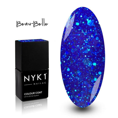 NYK1 Nailac Beau Belle Blue Glitter Gel Nail Polish