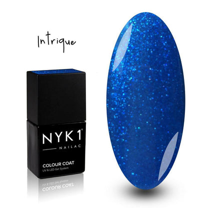 NYK1 Nailac Intrigue Blue Glitter Sparkle Gel Nail Polish