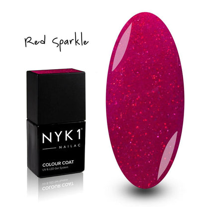 NYK1 Nailac Red Sparkle Glitter Gel Polish for Nails