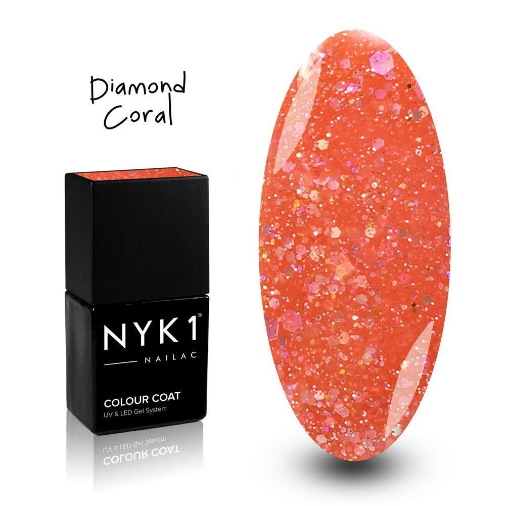 NYK1 Diamond Coral Orange Peach Glitter Gel Polish for Nails