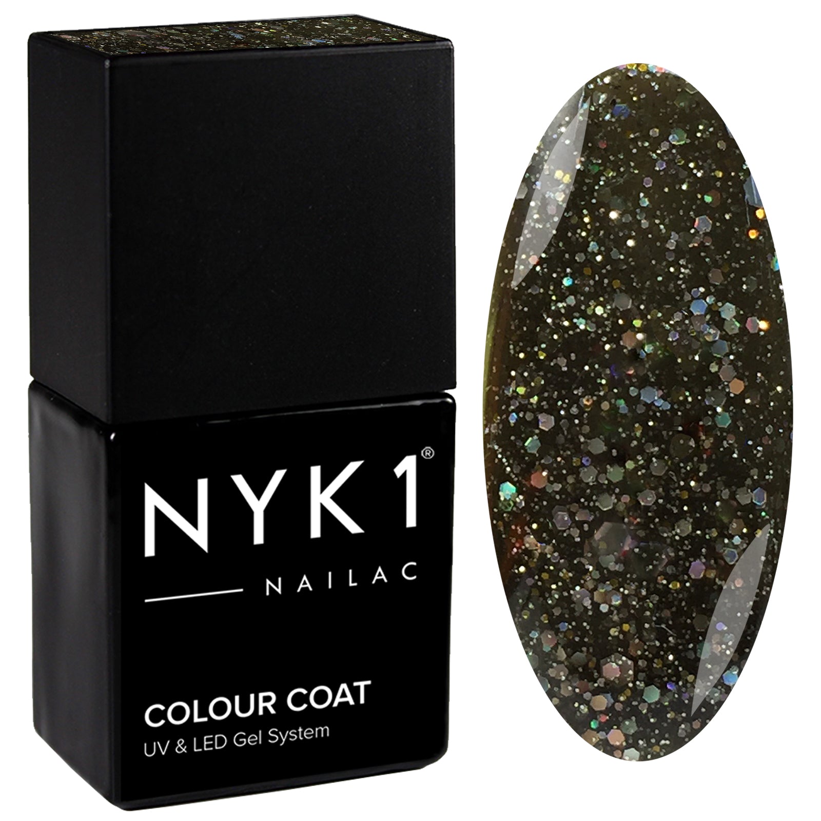 NYK1 Diamond Quartz Black Sparkle Glitter Gel Nail Polish