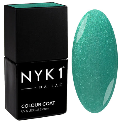 NYK1 Nailac Hot Spice Aqua Green Glitter Gel Nail Polish
