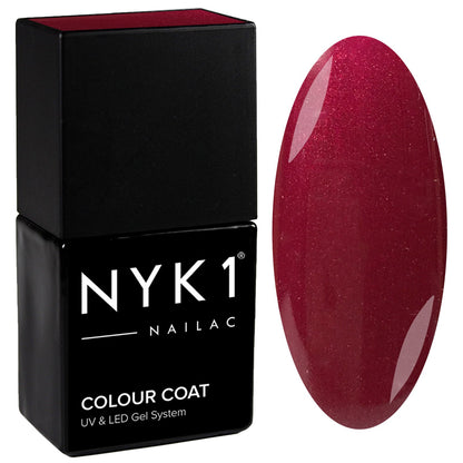 NYK1 Nailac Masked Queen Red Burgundy Glitter Gel Nail Polish