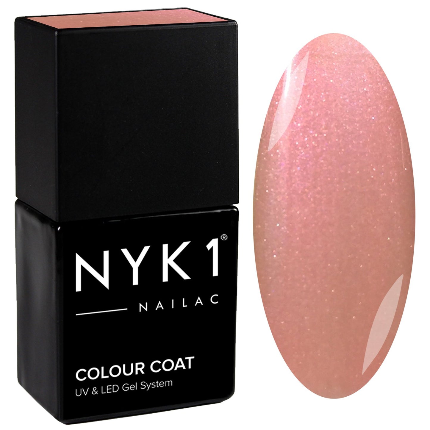 NYK1 Nailac Powder Puff Light Baby Pink Glitter Gel Nail Polish