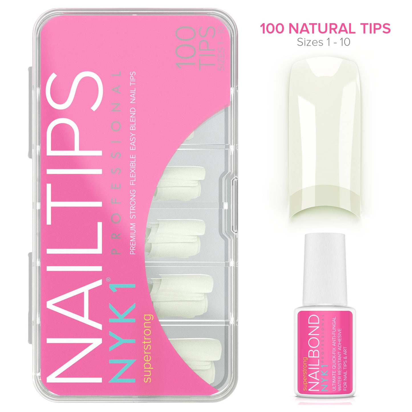 NYK1 Salon Professional Nail Tips (Natural / White)