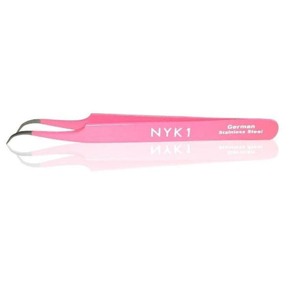 NYK1 Curved Tweezers (Silver/Pink)